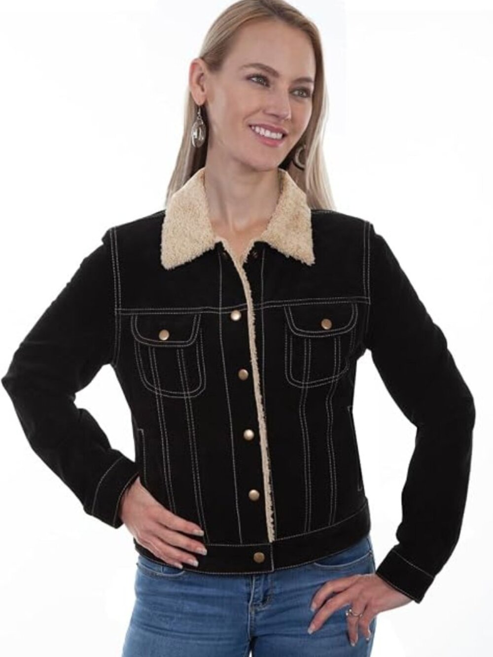Scully Womens Raewyn Sherpa Suede Ladies Jacket - SMALL